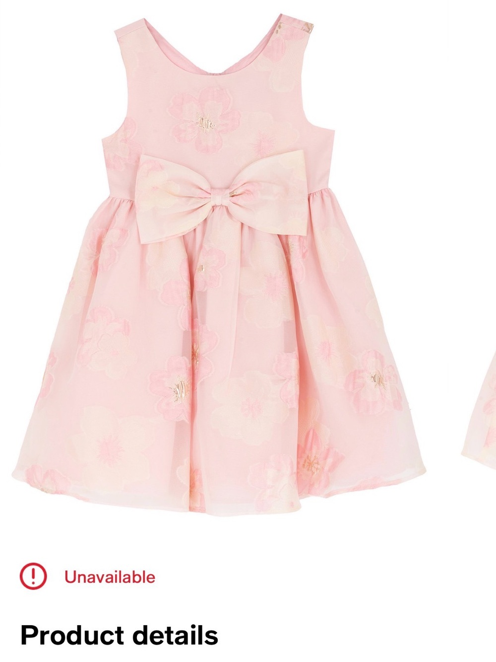 Rare Editions Light Pink Floral Bow Party Dress